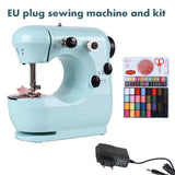 INNE Mini Sewing Machine Manual Portable Needlework Electric Household With Night Light Foot Pedal Table Two Thread Kit Simple