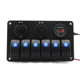 Waterproof Marine Switch Panel 6 Gang with Dual 3.1A USB Slot Socket