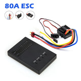 80A Brush Brushed 1080 Electronic Speed Controller Waterproof ESC with Program Card for 1:10 1/8 WP Crawler