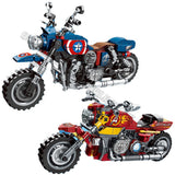 Disney Avengers, Captain America, Iron Man, Hulk, motorcycle building blocks, toy gift creative DIY children and boys