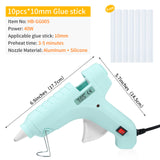 40W Hot Melt Glue Gun 10pcs Glue Sticks High Temperature Anti-drip Melting Quick Home Repair Arts Crafts DIY Sealing