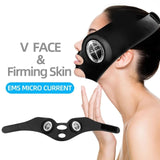 Microcurrent V Shape Face Lifting Bandage EMS Facial Slimming Massager Double Chin Remover LED Light Therapy Cheek Lift Up Belt
