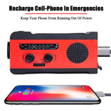 Emergency Solar Power Hand Crank Generator 2000mAh Bank AM/FM Radio Dynamo LED Flashlight Phone Charger