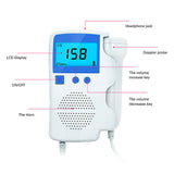 LCD Ultrasonic  3.0MHz Prenatal Fetal Doppler Baby Heart Rate Detector Heartbeat Monitor For Pregnant Women US Stock