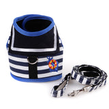 CN Adjustable Dog Collar Harness Leash Creative Navy Suit Style Chest Strap Secure Traction Rope for Small Medium Dogs Cats