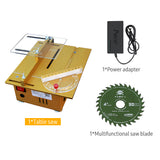100W Table Saw with Miter Gauge Electric Desktop Saw 7500RPM Adjustable Speed 27MM Cutting Depth with Multiple Accessories