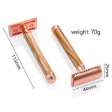 Classic Double-Sided Manual Razor Long Handle Safety Razors Olive Wood Shaver Set Waterproof No Rust