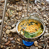 401 Stainless Steel Picnic Cookware Hanging Cooking Pot Outdoor Camp Camping Cookware Portable Hiking Picnic Accessories