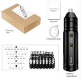 2023 New Cordless Electric Screwdriver Rechargeable Lithium Battery Mini Drill 3.7V Power Tools Set Household Maintenance Repair