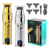 Rechargeable metal handle professional hair trimmer for men electric beard hair clipper rechargeable hair cutting machine