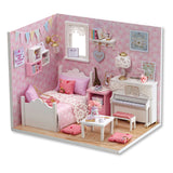 CUTEBEE DIY Doll House Wooden Doll Houses Miniature Dollhouse Furniture Kit with LED Toys for Children Christmas Gift
