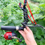Catapult Fish Shooting Metal Hunting Catapult Folding Wrist Ball Clip Rubber Band Strong Outdoor Dart Shooting Reel Fishing Game