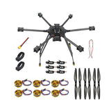 DIY T850 850mm 6-Axle Carbon Fiber Frame Kit 4108 380KV Brushless Motor 40A ESC AT10 Radio W/ 2-Axle Assembled Brushless Gimbal