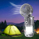 6 In 1 Tent Fan Lantern Rechargeable Camping Lamp Solar LED Night Market Booth Light Outdoor Cooling Fan Flashlight Portable
