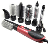 EU Plug 7 in 1 Multifunction Professional Negative Ion Hair Dryer with Comb Hair Dryer Set Curling Wand Straight Hair with 7 Att