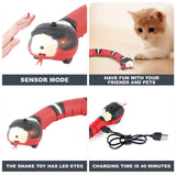 Smart Sensing Interactive Cat Toys Automatic Eletronic Snake Cat Teasering Play USB Rechargeable Kitten Toys for Cats Dogs Pet