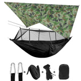 Outdoor Mosquito Net Parachute Portable Camping Hammock with Rain Fly Tarp,Nylon Hammocks Camping Hanging Sleeping Bed Swing