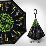 2021 Folding Long Shank Double Layer Inverted Umbrella Windproof Reverse C-Hook male golf umbrella reverse Umbrellas For Women