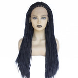 Factory Wholesale Chemical Fiber Front Lace Wig European and American Ladies Black Braid Wig Synthetic Wigs One Piece Dropshipping