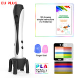 3D Pen With 12 Colors PLA Filament Printing Pen Support ABS and PLA Kids Diy Drawing Pen With LCD Display
