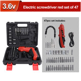 3.6V Cordless Electric Screwdriver Rechargeable Power Screwdriver Battery Electric Tool Twistable Handle LED Home DIY Power Tool