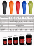 Very Warm White Goose  filled Adult Mummy style  Fit for Winter Thermal 4 kinds of thickness Camping Travel