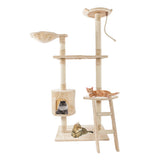 60"Luxury Pet Cat Tree House Condo Furniture Multi-Layer Cat Tree with Ladder Sisal Scratching Post for Cat Climbing JumpingToy