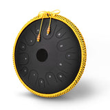 15 inch 14-Tone Steel Tongue Drum Mini Hand Pan Drums Steel Material with Drumsticks Percussion/Musical Note Sticker/Bag