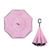 2021 Folding Long Shank Double Layer Inverted Umbrella Windproof Reverse C-Hook male golf umbrella reverse Umbrellas For Women