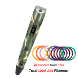 3D Printing Pen Digital Display Intelligent 3D Pen High Temperature 3D Graffiti Painting Pens with USB Educational Toys Gift
