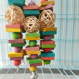 Pet Chewing Wood Blocks Rattan Ball Play Toy Parrot Bird Climbing Cage Hangings For Pet Products Bird Accessories