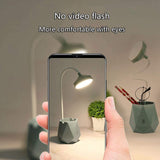 LED Table Lamp, Eye-Caring Light Press Control 3 Level Dimmer USB Portable Charging Port with Pencil Holder for Office