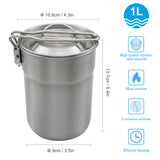 1L Coffee Cup with Folding Handle &amp; Ventilated Lid Camping Kettle Lightweight Cook Pot for Backpacking Hiking Camping Travelling