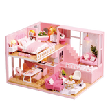 CUTEBEE DIY Doll House Wooden Doll Houses Miniature Dollhouse Furniture Kit with LED Toys for Children Christmas Gift  L023