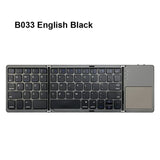 Russian/Spanish/English B033 Mini Folding keyboard, Wireless Bluetooth Keyboard with Touchpad for Windows, Android, IOS