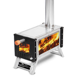 Camping Folding Furnace Wood Burning Furnaces Winter Outdoor Heating Cooking Kitchenware Firewood Cooking for Camping Hiking