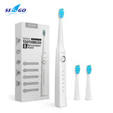 SEAGO Lovers Rechargeable Electric Toothbrush Sonic Tooth Brush Travel Box Portable Folding Cup Ultrasonic Replace Brush Heads