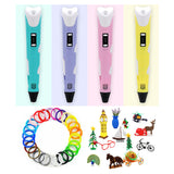 3D Pen Screen DIY 3D Printing Pen With ABS PLA Filament Creative Toy Gift 3 D Printer Pen Drawing For Kids Christmas Birthday