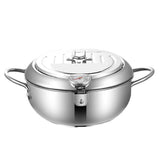 HAEGER-Japanese Deep Frying Pot with A Thermometer and A Lid 201 Stainless Steel Kitchen Tempura Fryer Pan 24 cm