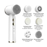 6 in 1 Ultrasonic Electric Facial Cleaning Brush Face Massager Exfoliating Face Skin Care Makeup Remover Brush Tools Waterproof