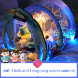 DIY Miniature Furniture Ocean Room Kit Dollhouse with Light Fish Assembled 3D Model Casa Doll House for Children Adult Gifts