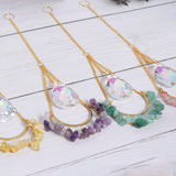 Crystal Sun Catchers Wind Chime Prisms Natural Stone Rainbow Chaser Moon for Garden Hanging Pendant Car Lamp Home Decor Gift