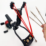 Catapult Fish Shooting Metal Hunting Catapult Folding Wrist Ball Clip Rubber Band Strong Outdoor Dart Shooting Reel Fishing Game