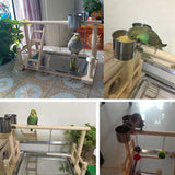 Parrot Playstands with Cup Toys Tray Bird Swing Climbing Hanging Ladder Bridge Wood Cockatiel Playground Bird Perches 53x23x36Cm