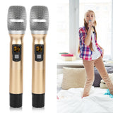 2Pcs Wireless Microphone 25 Channels Microphone Golden Metal Handheld Microphones With Mini Receiver Dropshipping New