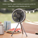 Outdoor Tripod Fan USB Rechargeable Camping Desk Fan Portable Ceiling Fan with 3 Speeds Adjustable for Home Office Camping