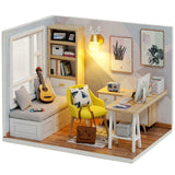 CUTEBEE DIY Doll House Wooden Doll Houses Miniature Dollhouse Furniture Kit with LED Toys for Children Christmas Gift