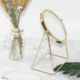 Makeup Mirror Light Luxury Retro European Metal Gold Mirror Home Desktop Square Round Mirror Dormitory Makeup Mirrors