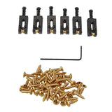 50Pcs Guitar Bass Screws Parts for Scratchplates Pickguard, Gold &amp; 6Pcs Roller Bridge Tremolo Saddles with Wrench Black