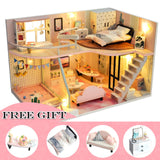 CUTEBEE DIY Dollhouse kit Wooden Doll House Miniature House Furniture Kit Toys for children Christmas Gift TD32